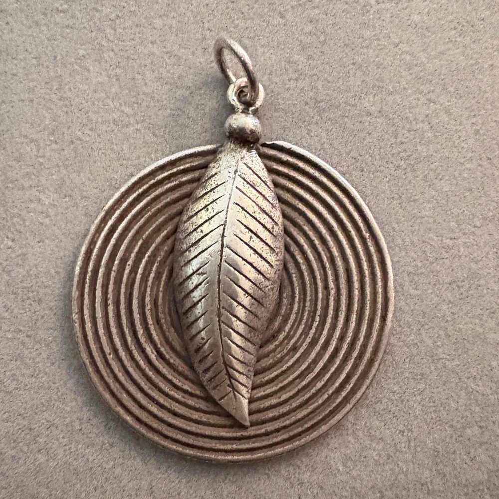 Hill Tribe Silver Leaf & Concentric Circle Pendant